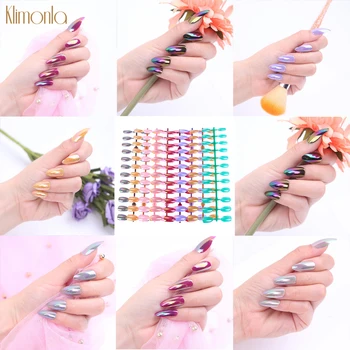 

5pcs/lot Acrylic Metallic Plating Shiny Reflective False Nails 24 tips /pc Full Cover Stiletto Fake Nails Art Decorations Tips