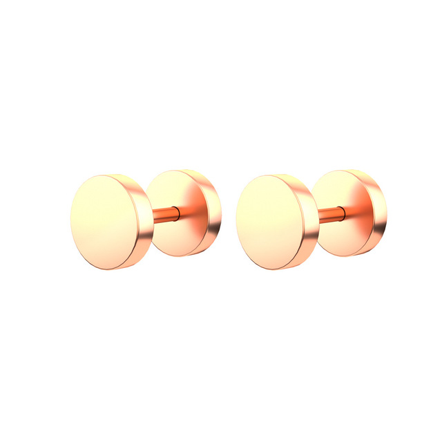 Plugs Faux Gauges Earrings for Men Women Stainless Steel Studs Circle Flat Back Cheater Tunnels Dumbbell Punk Ear Piercing