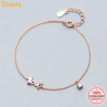Женский браслет Trusta из чистого 925 пробы серебра с фианитами, модное ювелирное изделие, браслет 925, подарок для любимой девушки, подруги, леди, DS1417