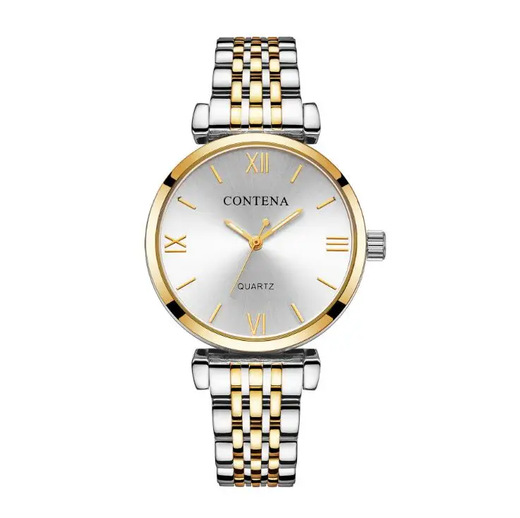 

CONTENA New electronic Women's fashion Wristwatch Luxury Buniness Full Steel Quartz Saati Montre Femme Relojes Mujer Clock