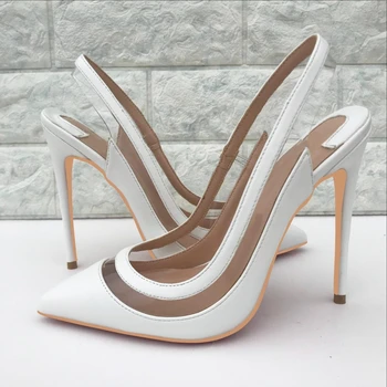 

2020 autumn new summer white transparent glass glue color matching sexy pointed high heels stiletto