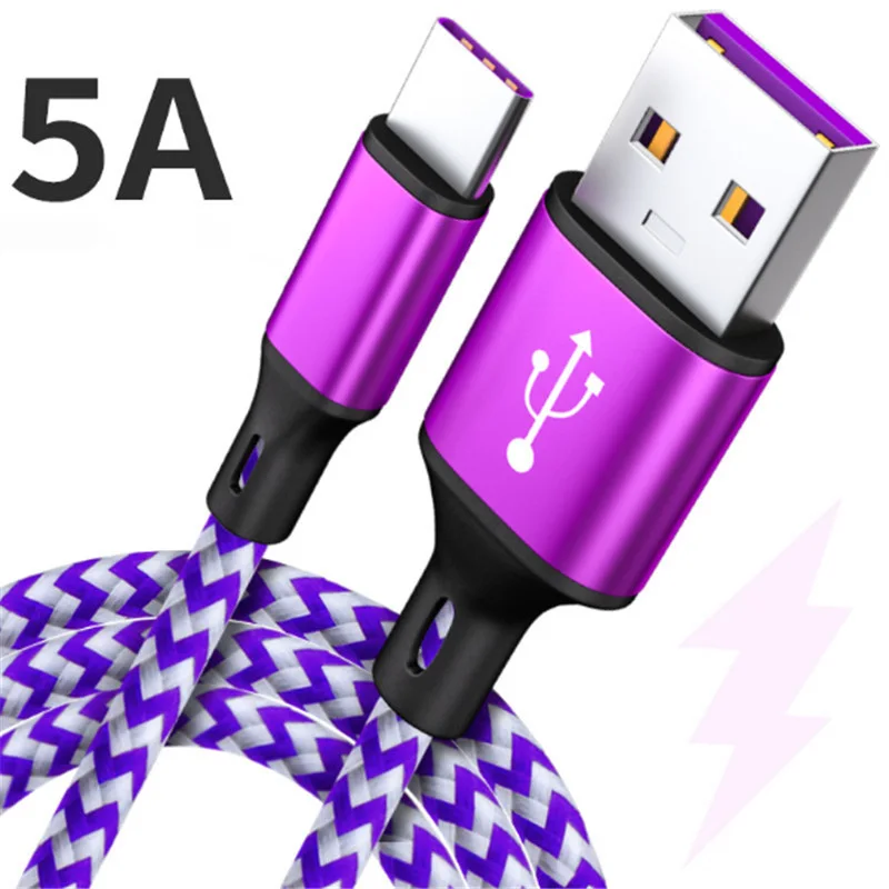 QYZSUN 5A USB Type C Cable Fast Charging Cord For Huawei P20 P30Mate 9 Pro Mi6 Phone Charger Data Sync Cables For SamSung S8 S9