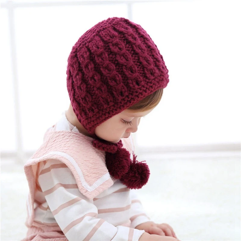 Зимний головной убор новорожденный, зимние шерстяные шапки для детей, осенняя вязаная детская шапочка колпачок для девочек и мальчиков