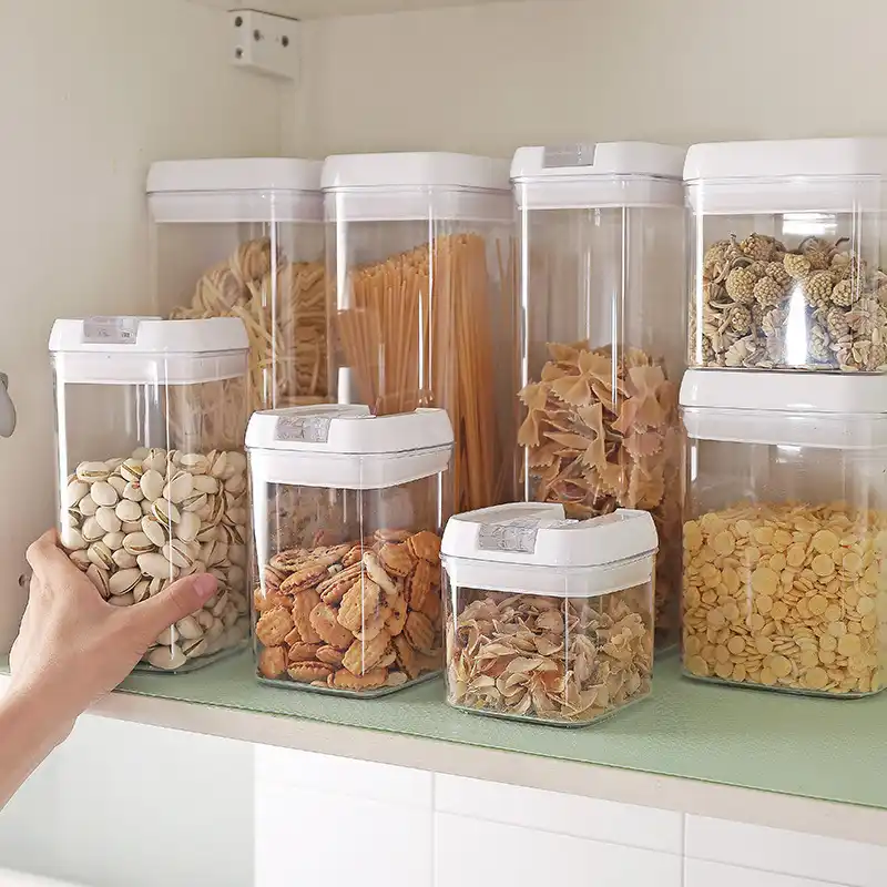 キッチン冷蔵庫麺箱描く穀物容器蓋プラスチック容器食品収納鮮明キッチン収納瓶パスタ ストレージボトル 瓶 Aliexpress