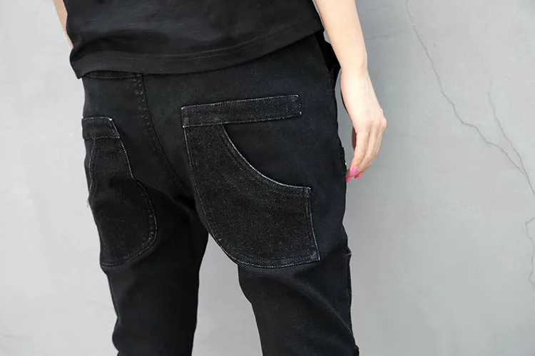 Панк джинсы Капри женские Модные Винтажные узкие брюки с буквенным принтом роскошный дизайн Harajuku Подиумные джинсовые брюки хипстеры Рок шик