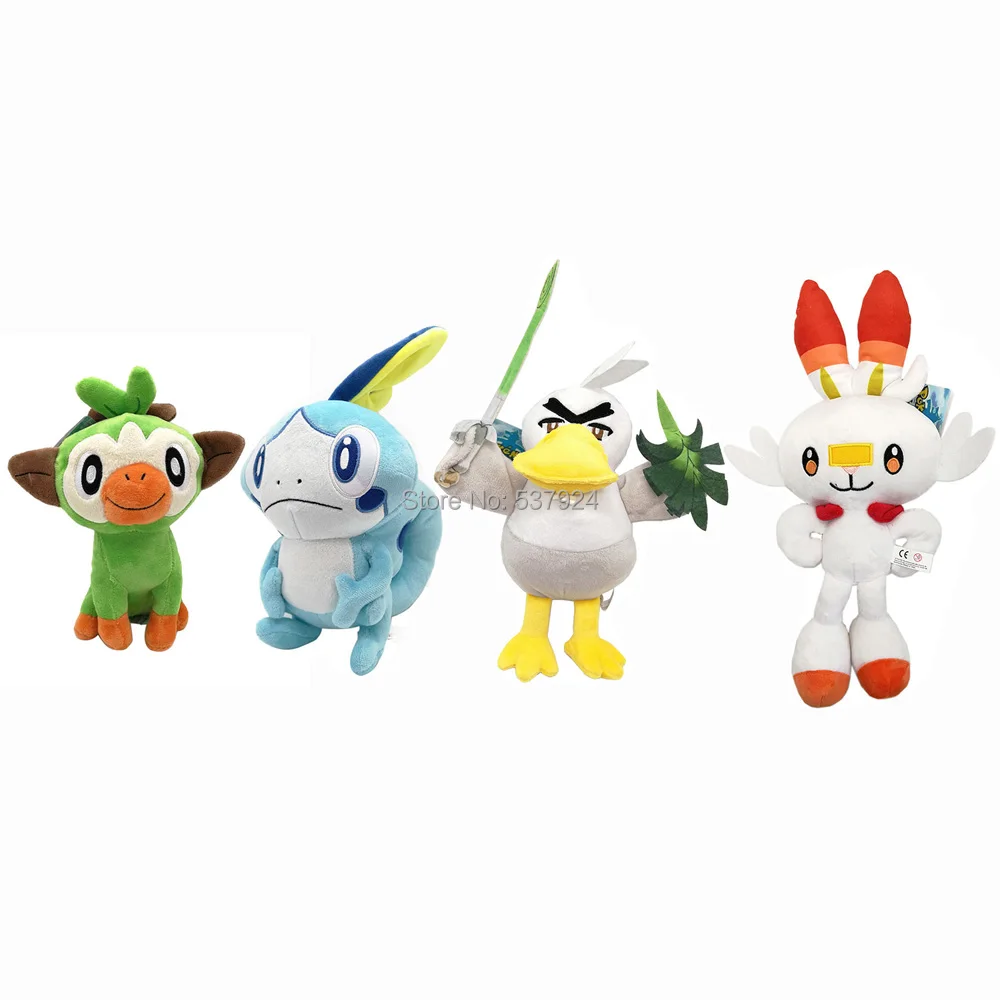 Новинка 10 шт 4 стиля Scorbunny Sobble Grookey Galarian Sirfetch 'd 9-1" 23-36 см плюшевые куклы