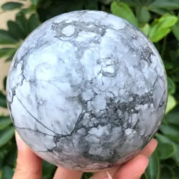 

60MM Natural quartz crystal white pine hand-grinding ball home decoration