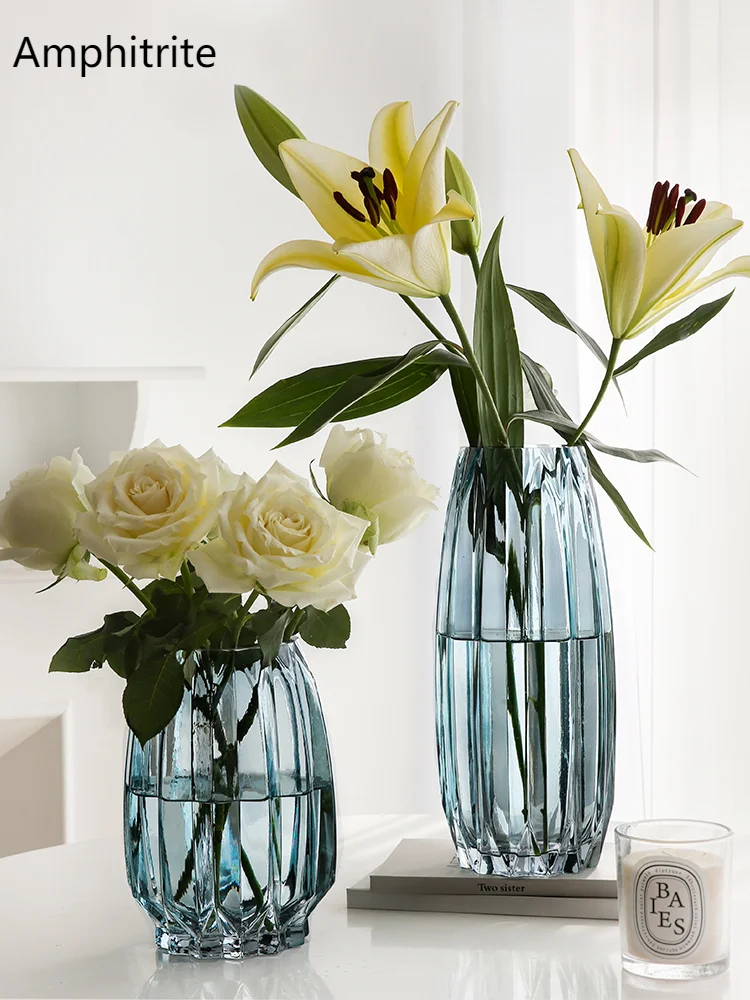 

Nordic Thicken Transparent Glass Vase Black Glass Vase Living Room Flower Pots Decoration For Home Dried Flowers Bottle