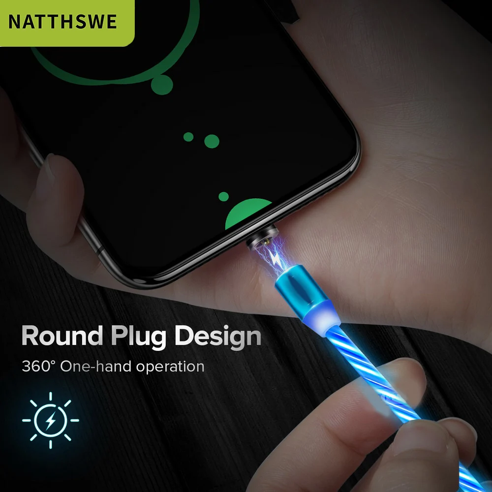 Магнитный usb-кабель NATTHSWE для iPhone XR X 7 8, зарядное устройство Micro type C для быстрой зарядки, магнитный USB-C