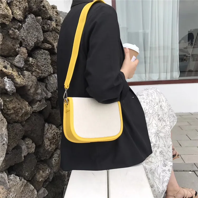 

Casual Canvas Pu Leather Patchwork Messenger Bags Women Simple Wide Shoulder Strap Crossbody Bag Lady Multipurpose Shoulder Bags