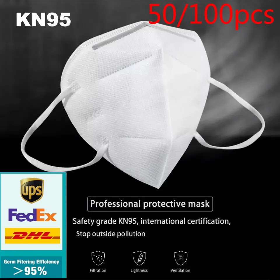 

dhl free 50/100Pcs kn95 CE Certification Face Mask PM2.5 Anti-fog Strong Protective Mouth Mask Respirator Reusable
