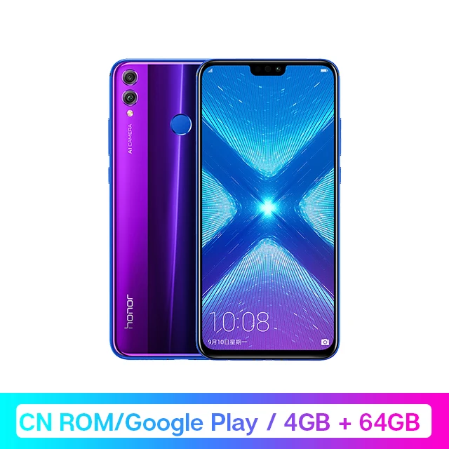 Смартфон Google Play Honor 8X8 X с глобальной ПЗУ, 4 Гб ОЗУ, 64 ГБ/128 ГБ, Восьмиядерный процессор Kirin 710, 6,5 дюйма, 20 МП, двойная тыловая камера, мобильный телефон OTA Промокод: newyear1200/ Промокод: newyear600 - Цвет: 4GB 64G PhantomBlue