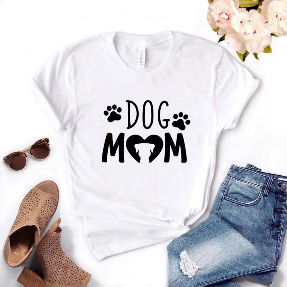 Женская футболка с принтом собачки, мамы, лапы, хлопковая Повседневная забавная футболка, подарок для леди, Йонг, топ, футболка, 6 цветов, A-1023 - Цвет: Белый