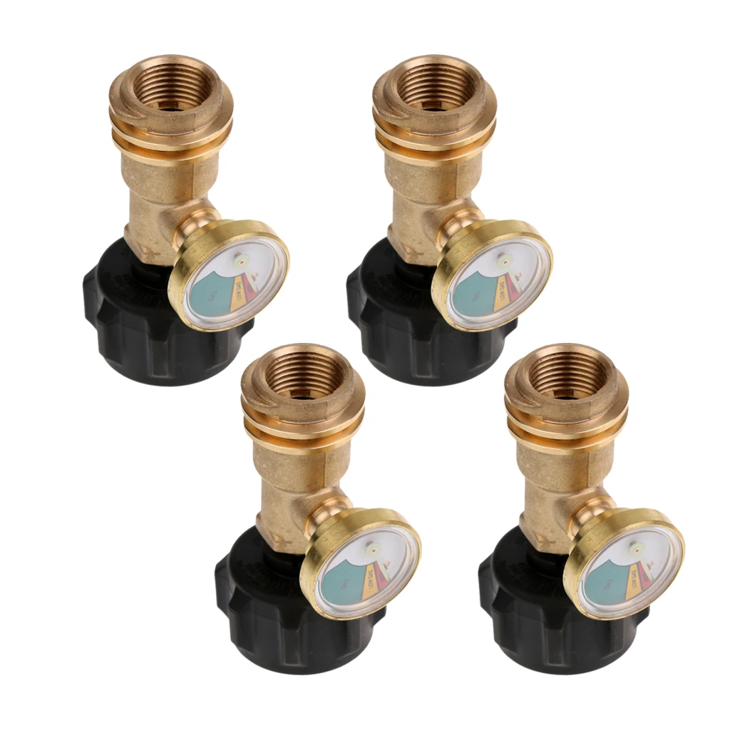 4 Propane Tank Gauge Gas Grill BBQ RV Pressure Adapter Meter Lever Indicator