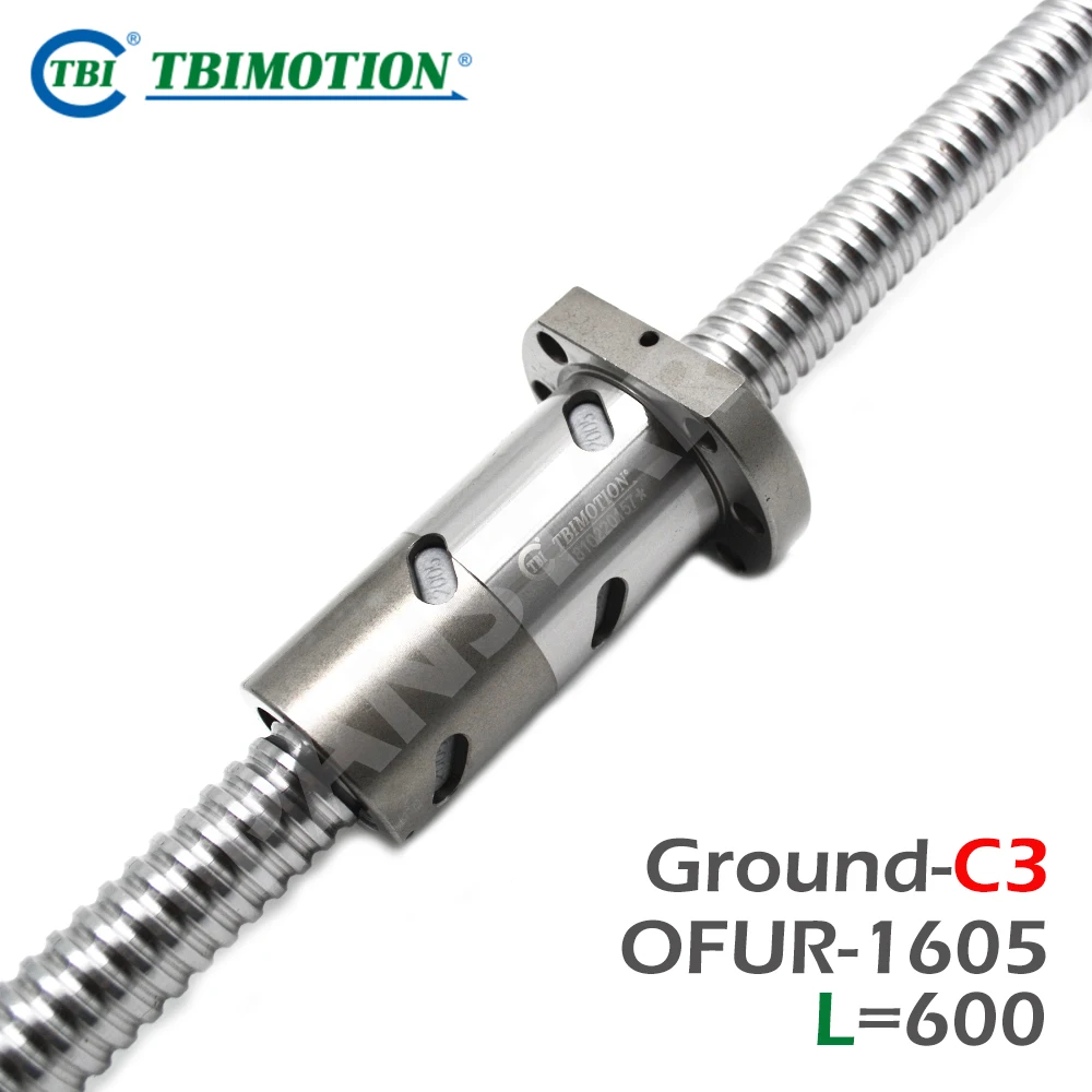 

TBI Motion OFU1605 DFU1605 Double Nut Ground C3 C5 Ball Screw 600mm Ballnut CNC Anti Backlash High Precision CNC Parts R16 Lead