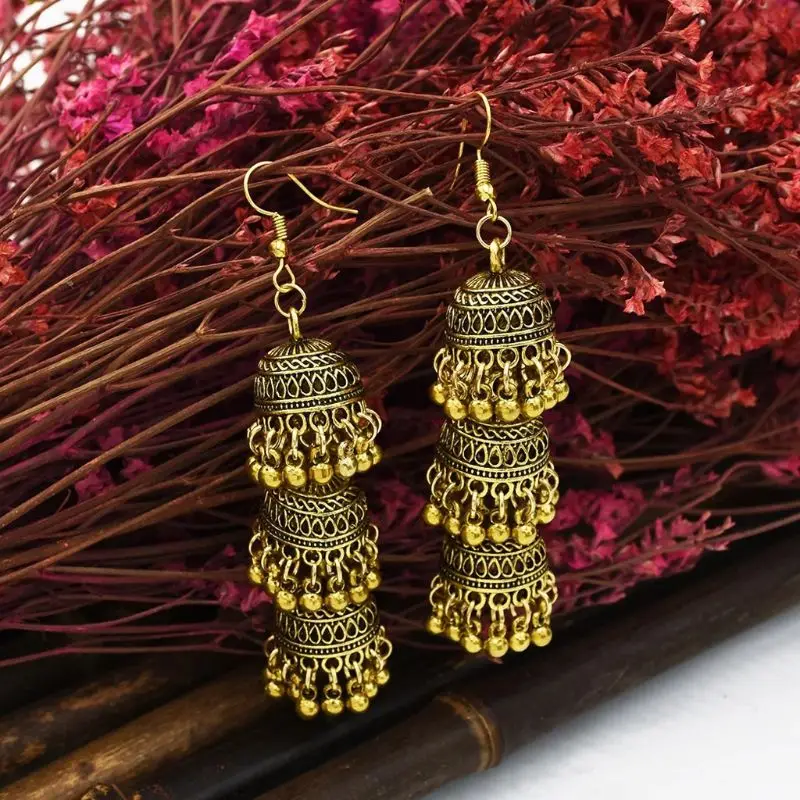 Индийские винтажные болливудские цыганские окисленные традиционные Jhumka Jhumki серьги женские элегантные jhumka серьги