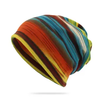 

Multifunction Beanie Cap Unisex Multi-Use Beanie Cap Neck Warmer Contrast Color Stripes Skull Hat Scarf