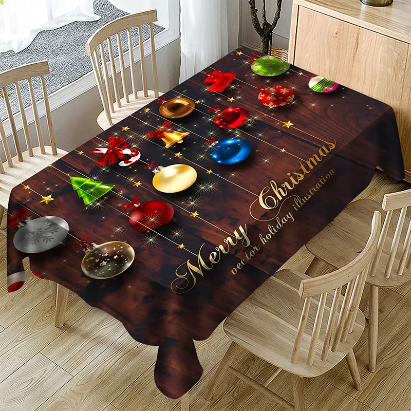 New Cartoon Polyester Fabric Household Christmas Series Table Cloth 3D Digital Printing Waterproof Table Cloth Various Styles - Color: A