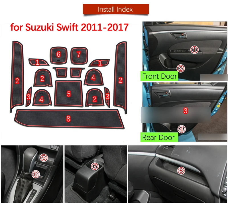 Противоскользящий коврик для телефона ворота шлифовальные маты для Suzuki Swift 2011~ аксессуары наклейки Maruti DZire Sport ZC72S ZC82S ZC32S