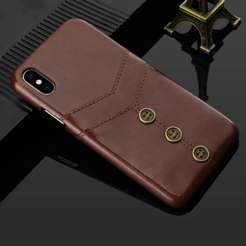 Кофе KEYSION Ретро чехол для телефона из искусственной кожи для iPhone XS Max X XR 7 Plus 8 с карманом для карт винтажная задняя крышка для iPhone XR 8P 6s Plus - Цвет: Кофе