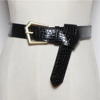 

LANMREM 2020 Simple And Stylish Wild Geometric Buckle Crocodile Belt With Dress Pure Color Temperament Girdle Women's PC220