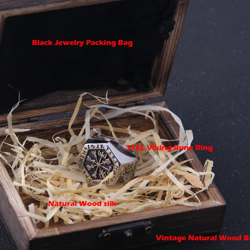 Stainless Steel Ring finger ring Viking Compass Runic Statement Men Vintage Color Nordic Viking Totem Odin