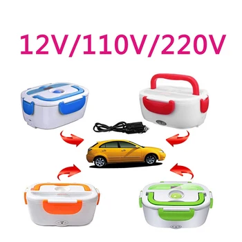 

12V/ 110V 220V Dual Use Home Car Heating Lunch Box Thermostat Food Warmer Container Mini Rice Cooker EU US Plug