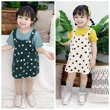 Стиль, комбинезон в горошек для девочек, вельветовые весенние модные детские штаны для девочек 1-6 лет