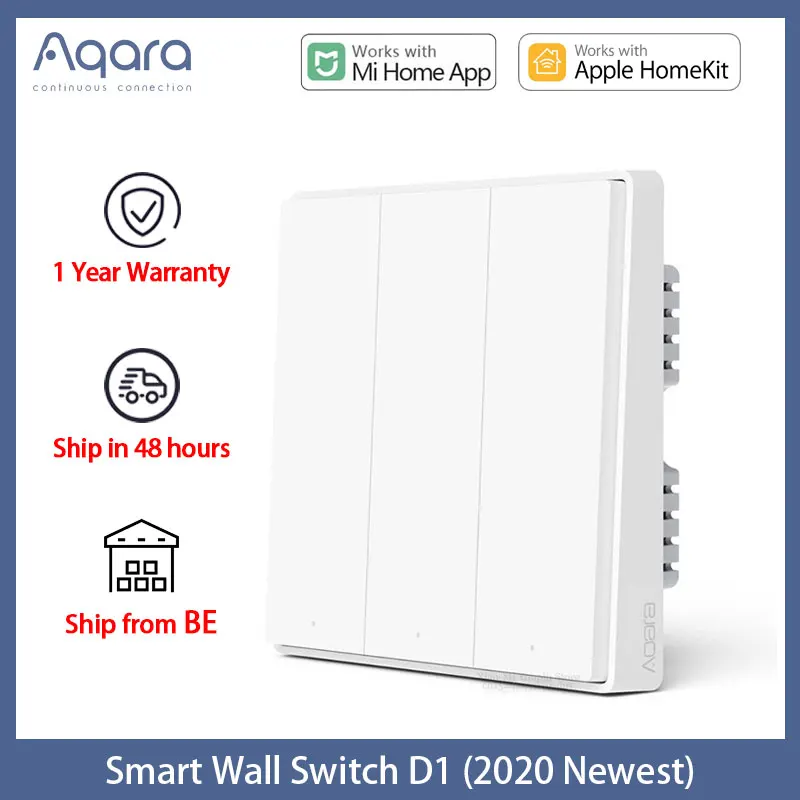 Aqara D1 Smart Wall Switch Zigbee Wireless Remote Control Key Light Neutral Fire Wire for Homekit Mijia APP with box | Безопасность и