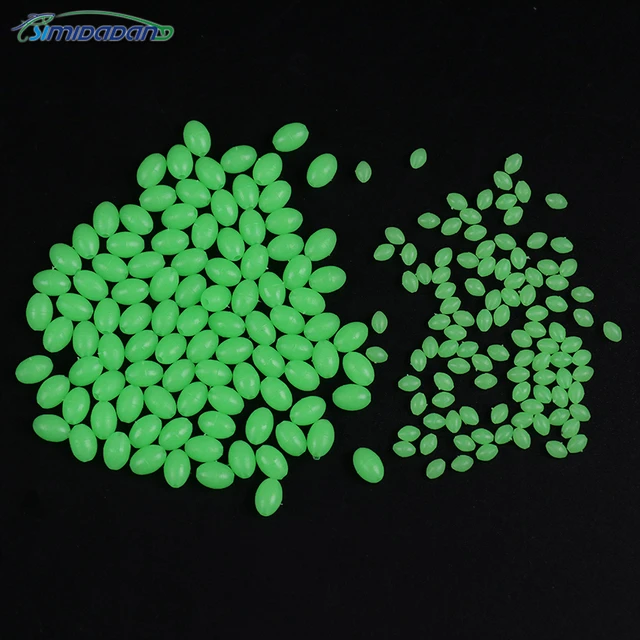 100PCS Fishing Beads Stopper Glow Oval Plastic Space Beans For