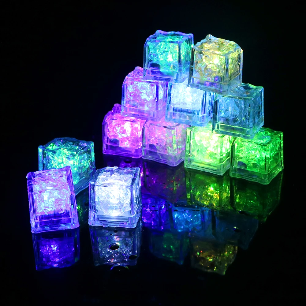 

12 Pieces LED Ice Cubes Barware for KTV Bar Wine Glowing Light Party Decoration Wedding Festival Decor DIY Colorful Flash