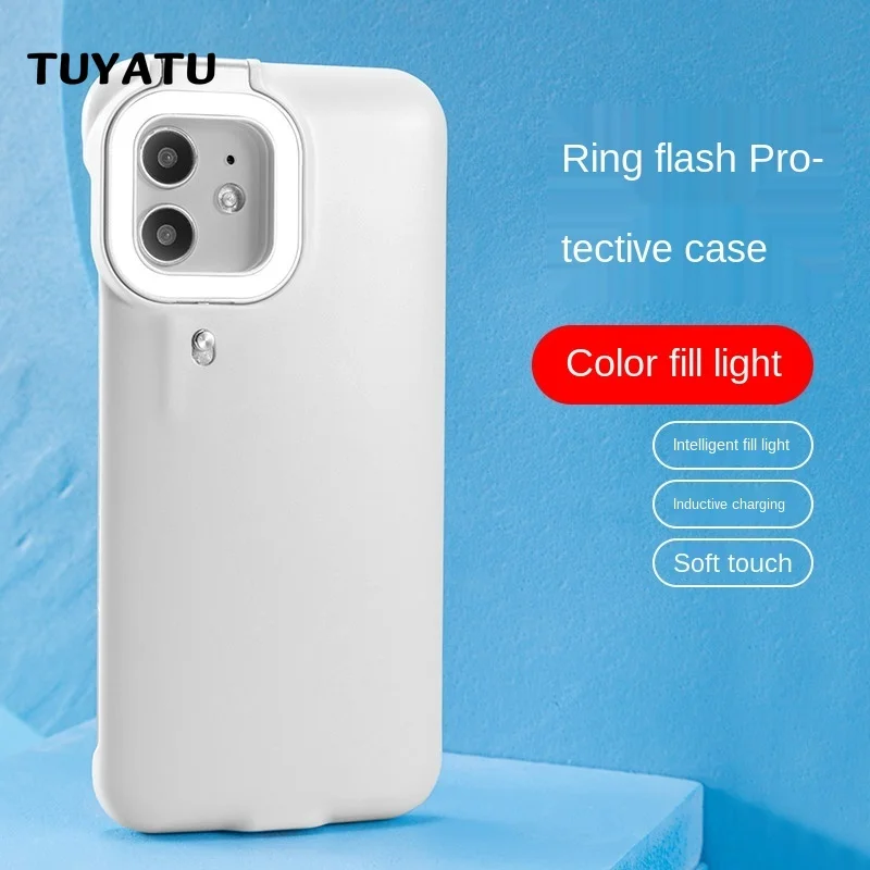 For Original iphone 12 11 pro max LED Selfie Ring Flash Light Portable Flash Camera Phone Case Cover Flashlight x xs xr 7 8 plus