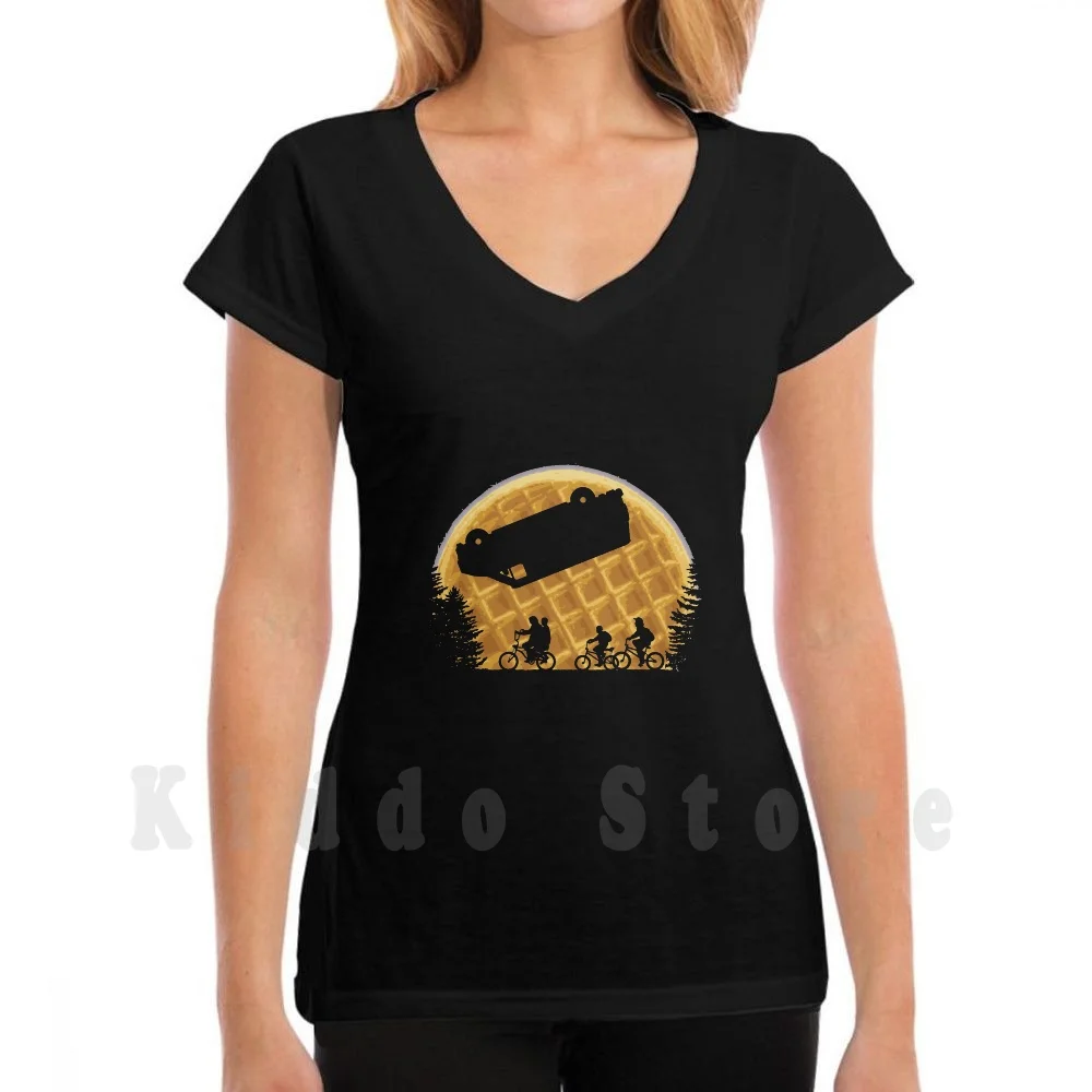 thumbnail image 1 of Camiseta Stranger Moon de algodón para hombre, camiseta con estampado DIY, genial, años 80, Moon Waffles, Netflix, Hawkins, Upside Down, Eleven, Demogorgon, Things, años 80, 1 of 5