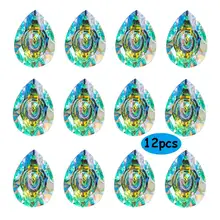 H&D 12 шт. подвесная хрустальная лампа призмы детали люстра стеклянные капли подвески 76 мм AB Цвет Радуга производитель талисманы домашний сад Декор