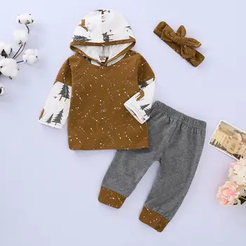 

Warm Kids Baby Boy Hoodie Sweater Shirt+Pants Headband Outfit Clothes Set 0-24 M