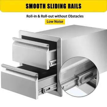 VEVOR Stainless Steel Kitchen Locker Flush Mount Multiple Access Drawer with Food-grade Handle Patio Grill Station BBQ Island 4