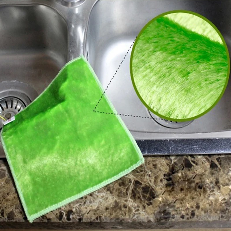 Microfiber Dish Cloths Bamboo Fiber Anti-grease Hydrophilic Natural Rags For Washing Dishes Cleaning