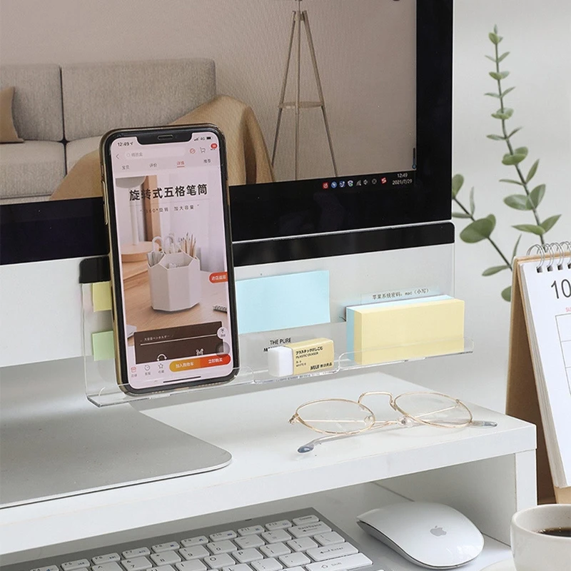 Sticky notes board memo sign transparent message board with slot phone stand strong adhesive multifunction stand office acrylic sign holder,sticky note holder