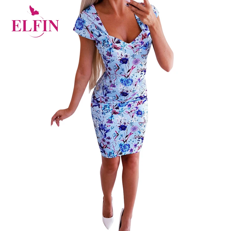 

Summer Dress 2019 Short Sleeve Sheath Mini Print Flower Vintage Party Dresses Boho Casual Vestidos SJ4120R