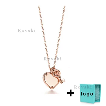 

XL TFX TTFF Rllen Original Popular Brand Heart Key Carving Necklace Suitable for Women's Party Jewelry Wholesale Free Delivery.