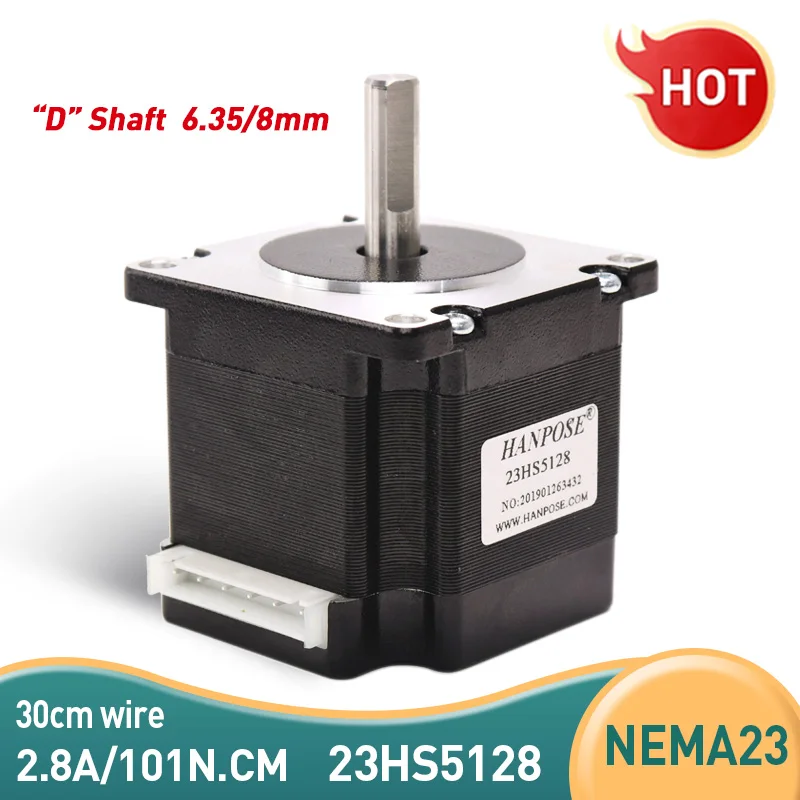 Шаговый двигатель NEMA 23 51 мм 2.8A 4-проводной 101N. См 23HS5128 NEMA23 черный мотор для робота и