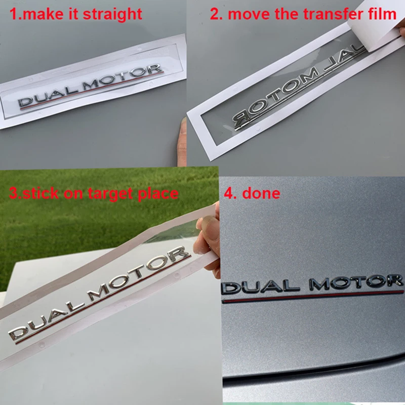DUAL MOTOR Underlined Letters Emblem for Tesla Model 3 Car Styling Refitting High Performance Trunk Badge Sticker Chrome Black