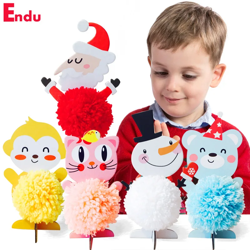 

Endu Len Both Children Yarn Weaving Winding Furry Ball DIY for Making Material Set Kindergarten Christmas Gift