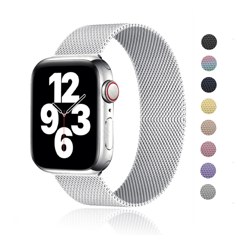 Ремешок для Apple watch band 44 мм 40 45 41 металлический браслет из нержавеющей стали с