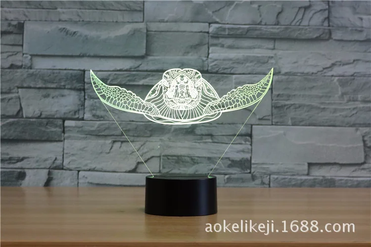 Стиль черепахи 3D лампа красочный сенсорный контроль Зарядка светодиодный визуальный светильник подарок украшение атмосфера 8206