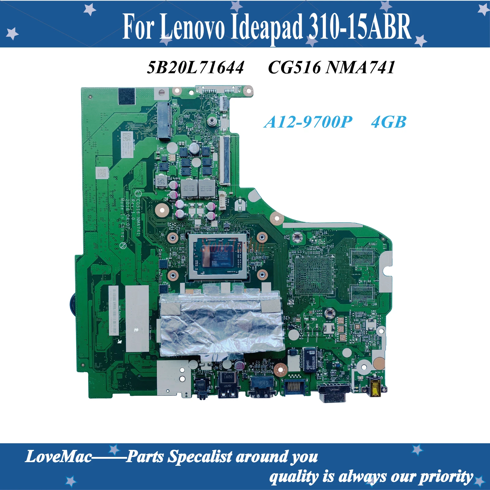 Высококачественная материнская плата FRU 5B20L71644 для ноутбука Lenovo Ideapad 310-15ABR AMD CG516