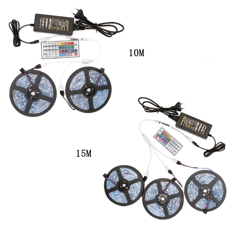 Светодиодная лента RGB 5050 SMD 2835 Светодиодный свет лента гибкая лента Водонепроницаемый ИК пульт дистанционного управления DC+ 12V адаптер питания полный комплект