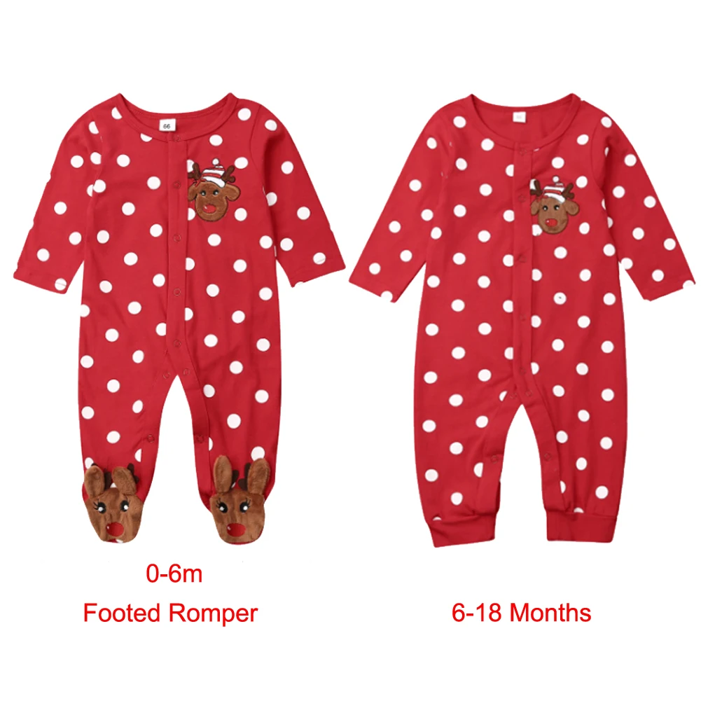 Для новорожденных, для маленьких мальчиков и девочек Рождественские боди с длинными рукавами; принт с оленем; комбинезон из одного предмета Рождественская пижама костюм, одежда для детей