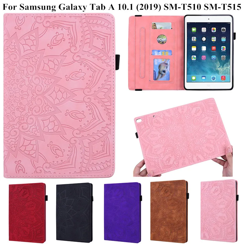 3D цветочный рельефный чехол для Galaxy Tab A 10 1 2019 искусственная кожа складная