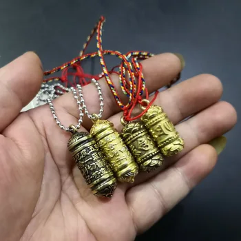 

Six Words of Truth Mantra Lotus Flower Scroll Box Pendant Tibet Buddhism Surangama Mantra Rotatable Necklace Men Storage case